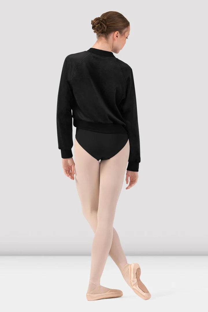Bloch Adults Amanda Velvet Bomber Jacket, Black J13001
