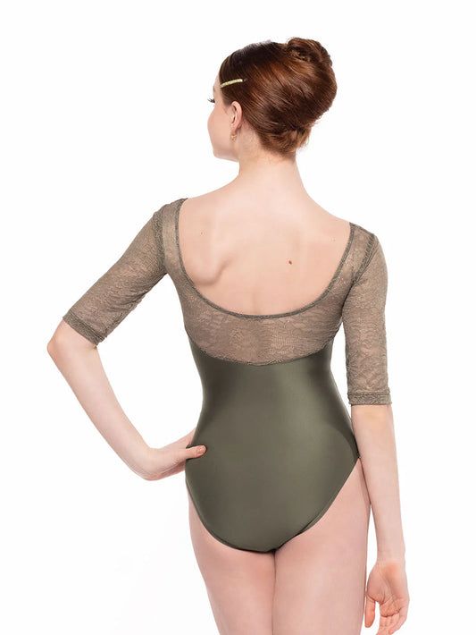 Elevé Dancewear Vinzant Leotard, Dusty Olive Zinnia Lace