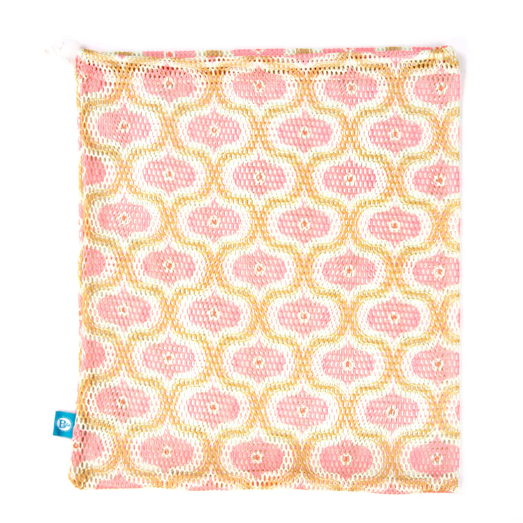 B Plus Printworks Printed Mesh Bag, Pink/Yellow 880PAT01