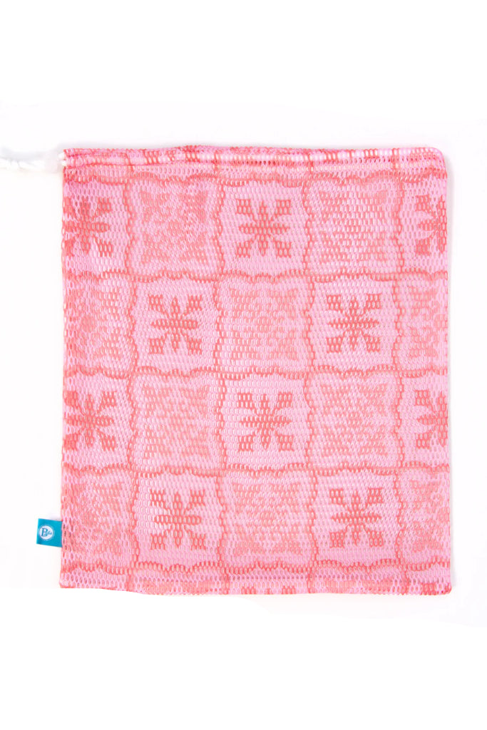 B Plus Printworks Printed Mesh Bag, Light Pink / Coral 880PAT05
