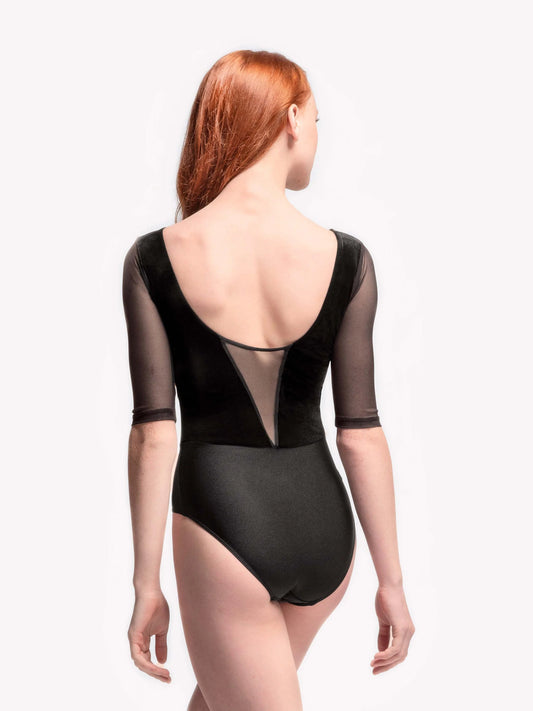 Elevé Dancewear Tempe 3/4 Sleeve Leotard, Black Velvet