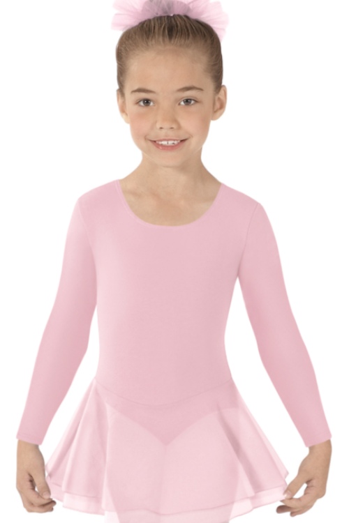 Eurotard Kids Cotton Lycra® Long Sleeve Dance Dress, Pink 10465