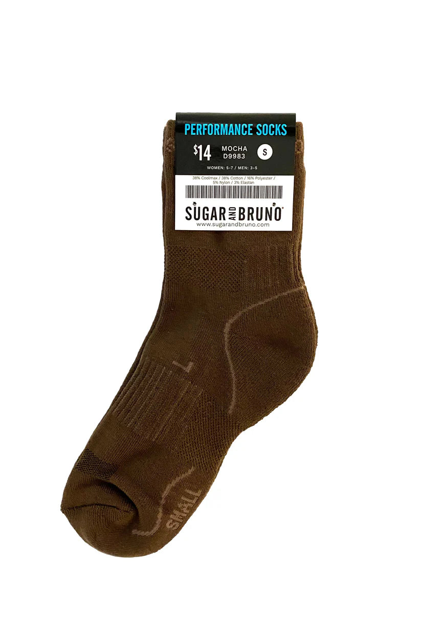 Sugar and Bruno Performance Socks, Mocha D9983