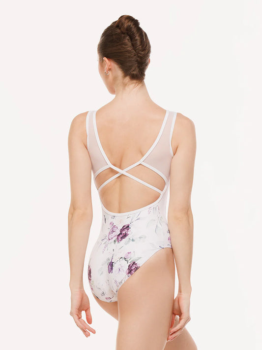 Elevé Dancewear Fabiola Tank Leotard, Moonlit Garden White