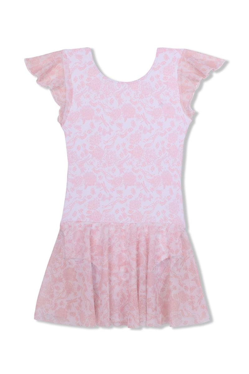 Girl Power Sport Skirted Leotard, Pink Toile LE108B