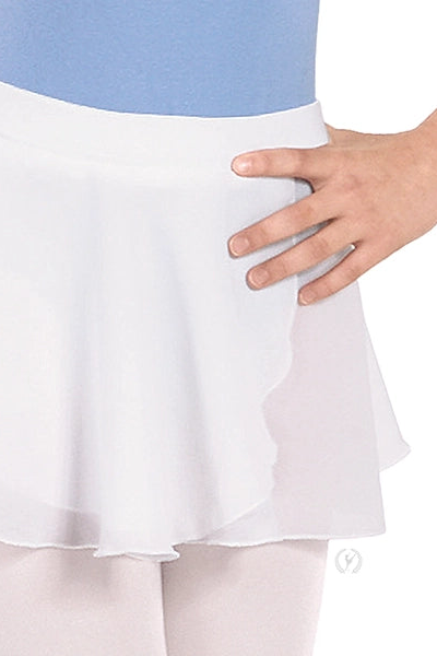Eurotard Kids Chiffon Mock Wrap Pull On Skirt, White 10127