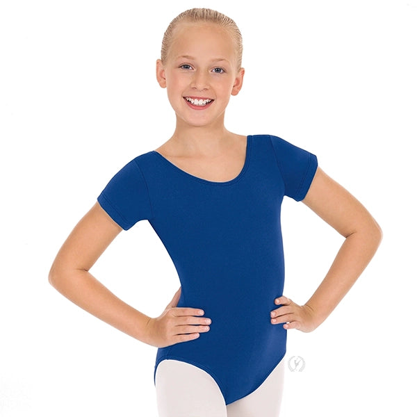 Eurotard Kids Cotton Lycra® Short Sleeve Leotard, Light Blue 1043