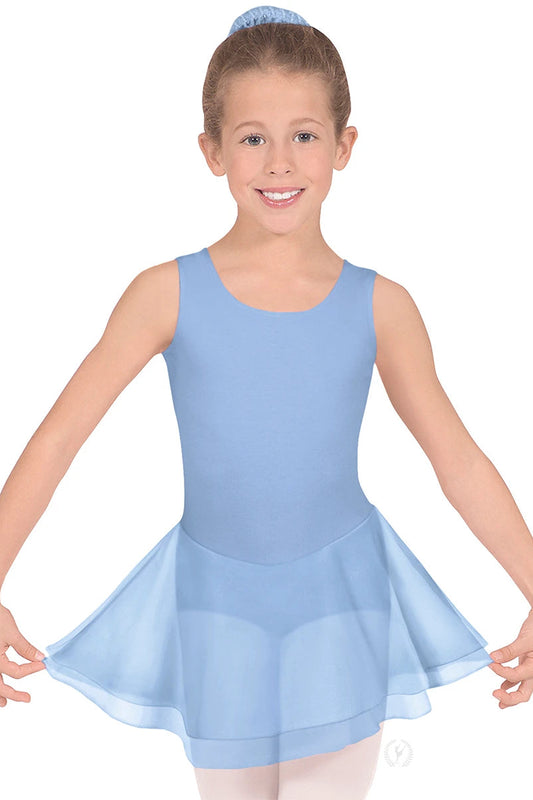 Eurotard Girls Cotton Lycra® Tank Dance Dress, Light Blue 10466