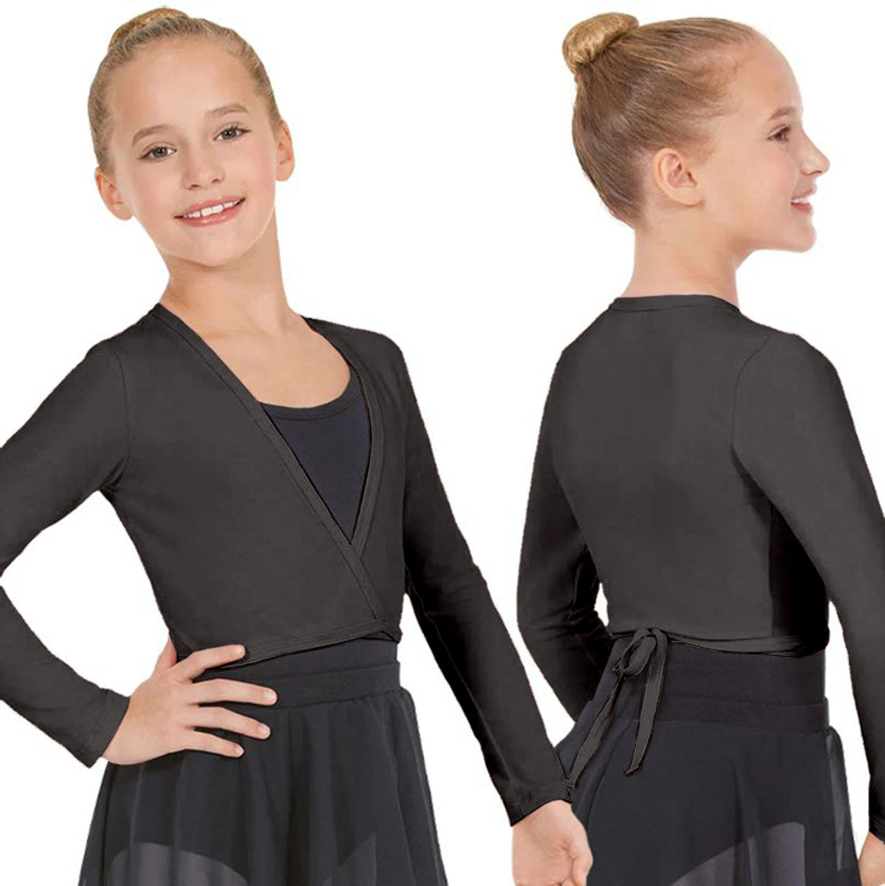 Eurotard Kids Long Sleeve Cotton Lycra® Ballet Wrap Sweater, 10523c