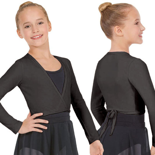 Eurotard Kids Long Sleeve Cotton Lycra® Ballet Wrap Sweater, 10523c