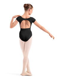 Mirella Embroidered Cap Sleeve Leotard, Black M20013C