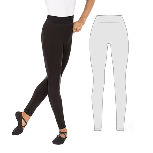 Eurotard Adults Seamless Microfiber Wide Waist Ankle Leggings, 34944