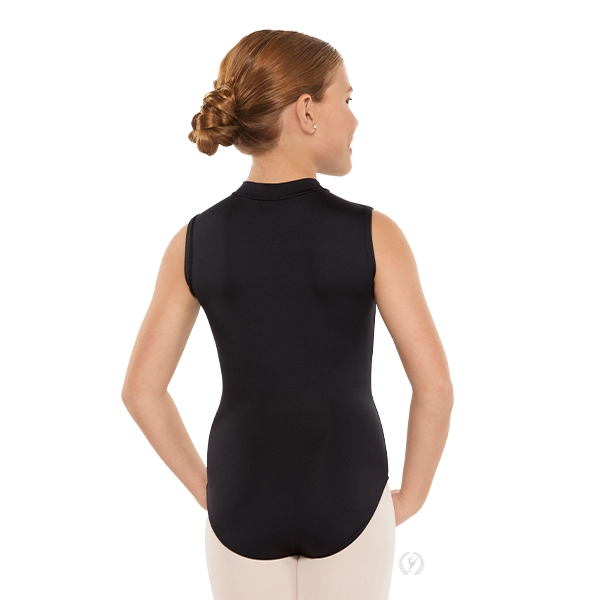 Eurotard Kids Microfiber Full Back Zipper Front Mock Neck Leotard, 44518c