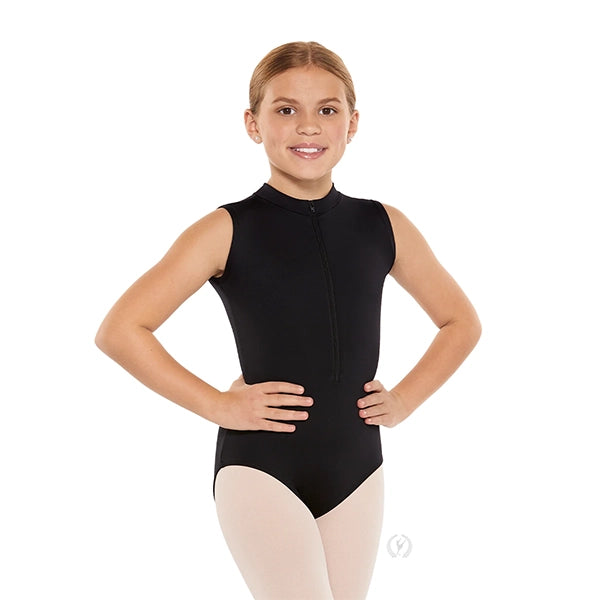 Eurotard Kids Microfiber Full Back Zipper Front Mock Neck Leotard, 44518c