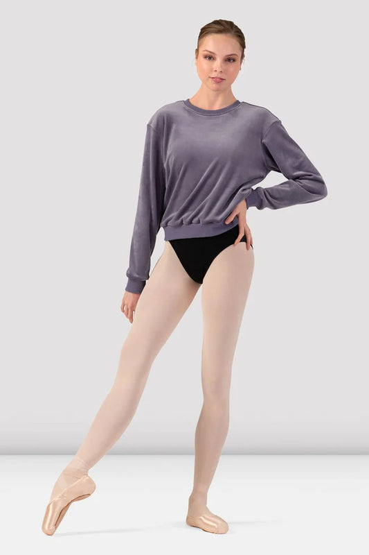 Bloch Adults Caroline Velvet Crew Neck Jumper, Dusty Lavender Z30015
