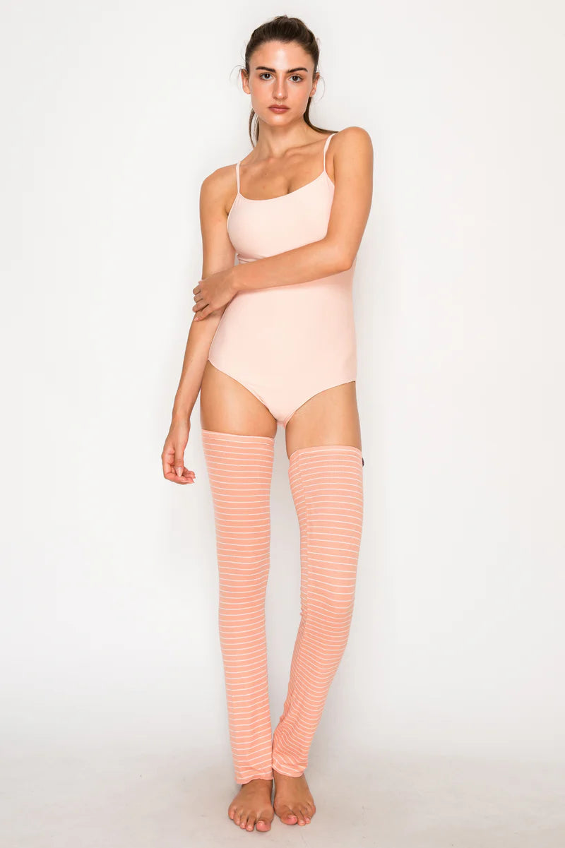 Peach pink striped legwarmers