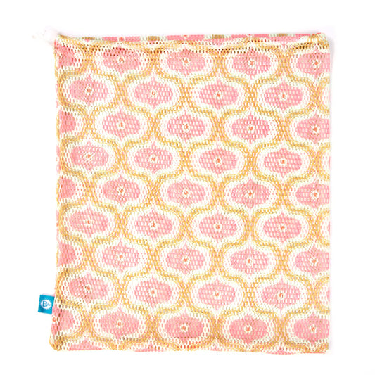 B Plus Printworks Printed Mesh Bag, Pink/Yellow 880PAT01