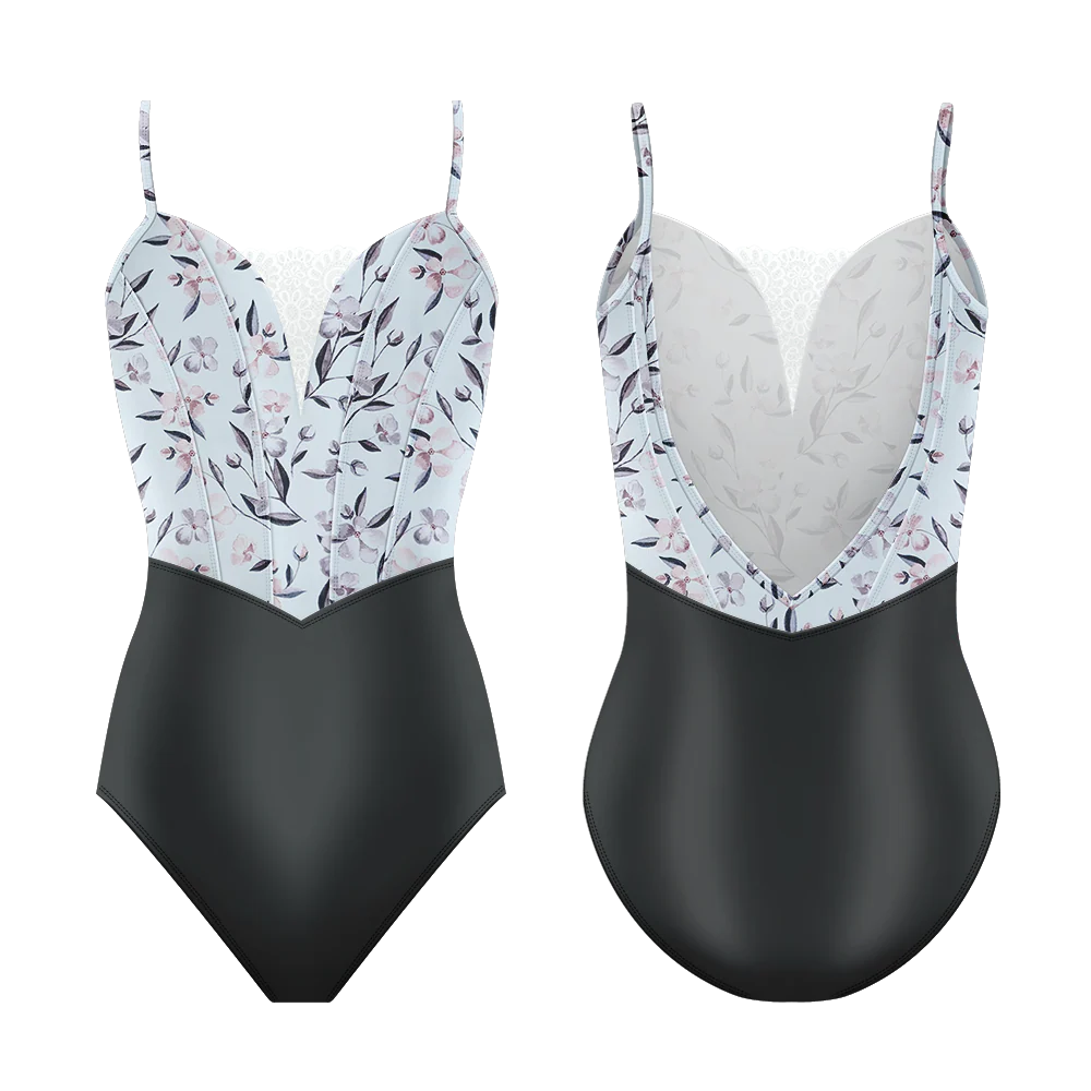 Danse De Paris Demi Antoinette Camisole Leotard, Petale Ebony L0005L
