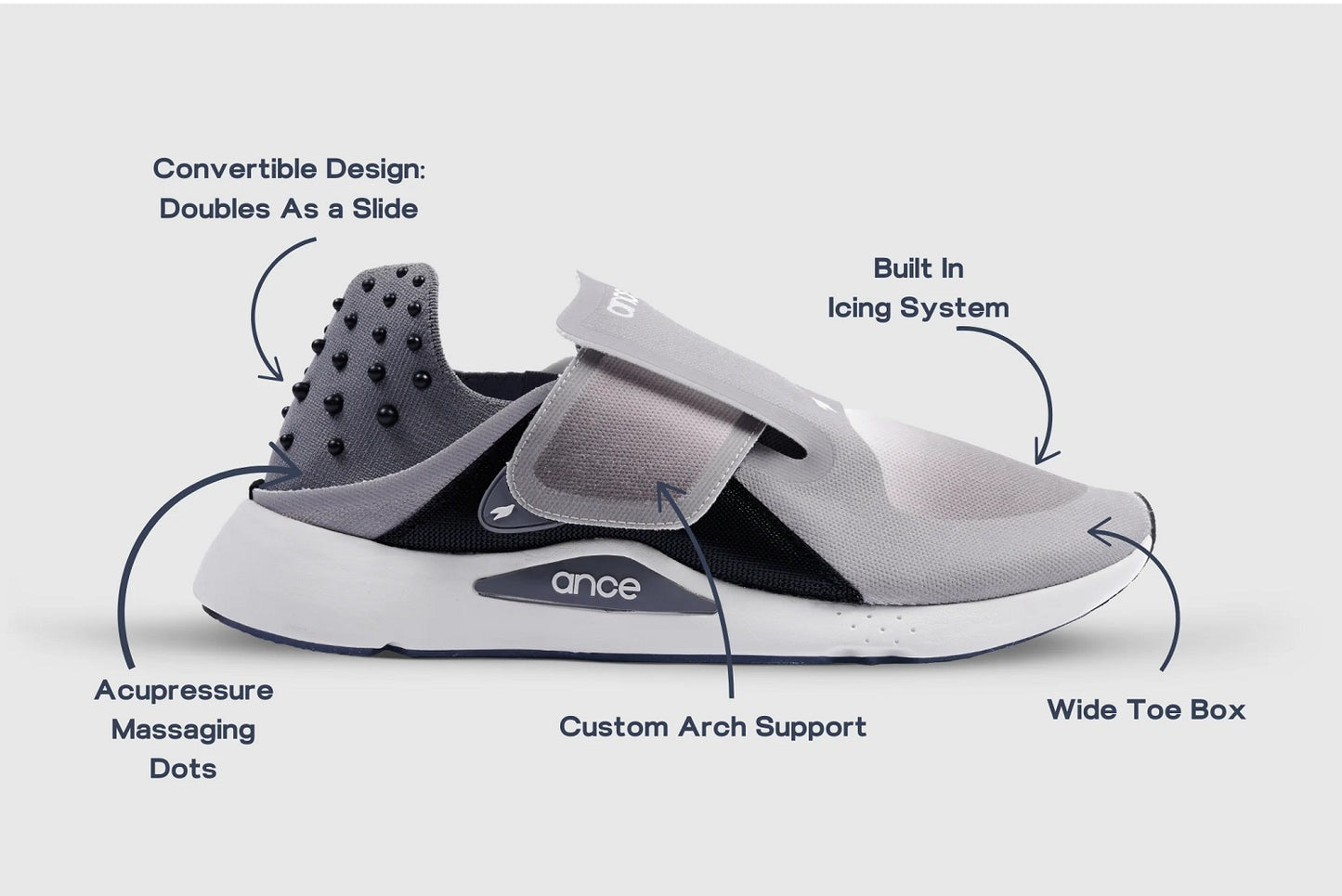 Ance Recovery Sneakers, San Francisco Grey