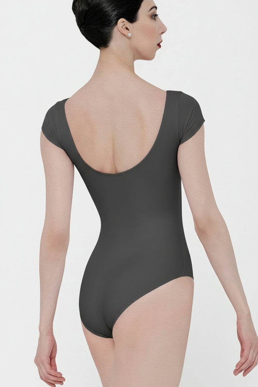 Wear Moi Candide Cap Sleeve Leotard, Dark Grey CAN