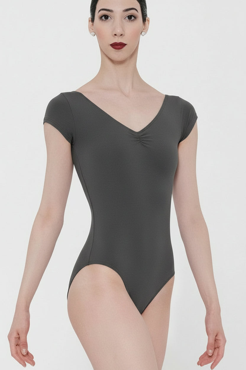 Wear Moi Candide Cap Sleeve Leotard, Dark Grey CAN