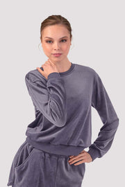 Bloch Adults Caroline Velvet Crew Neck Jumper, Dusty Lavender Z30015