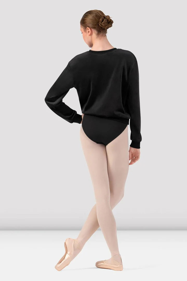 Adults Caroline Velvet Crew Neck Jumper, Black Z30015
