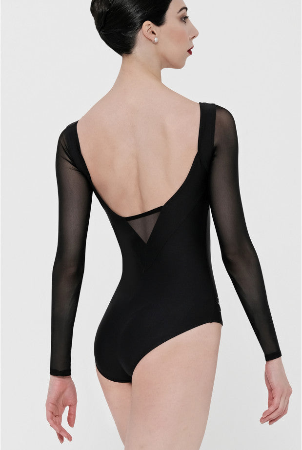 Wear Moi Lavande Long Sleeve Leotard, Black LAV