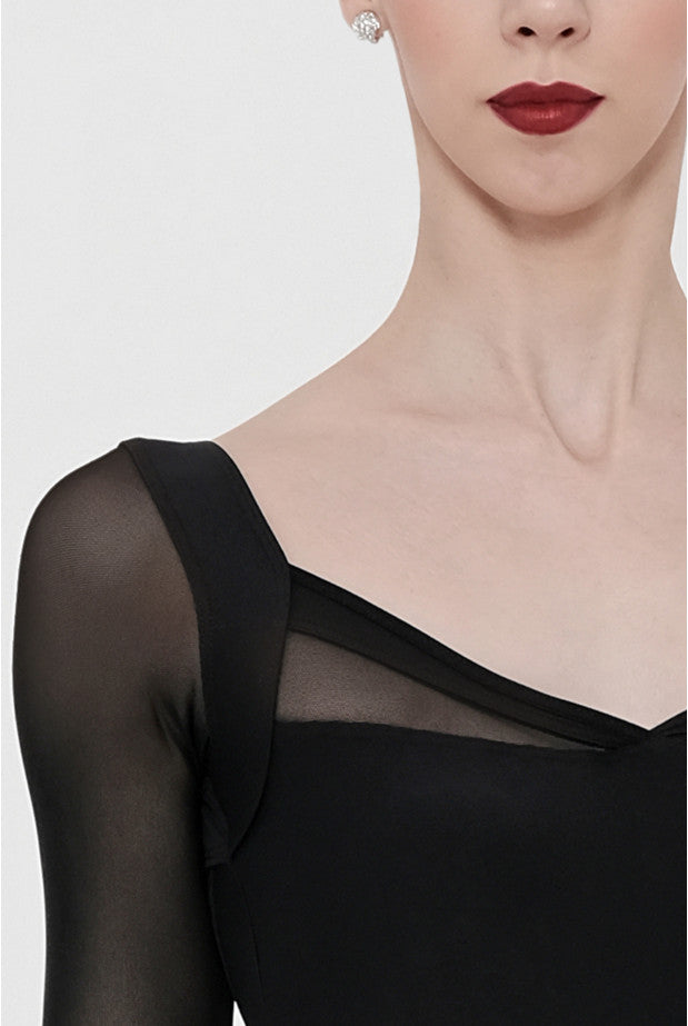 Wear Moi Lavande Long Sleeve Leotard, Black LAV