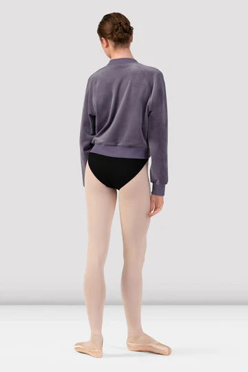 Bloch Adults Amanda Velvet Bomber Jacket, Dusty Lavender J13001