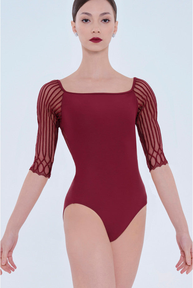 Wear Moi Nerea 3/4 Sleeve Leotard, Burgundy NER