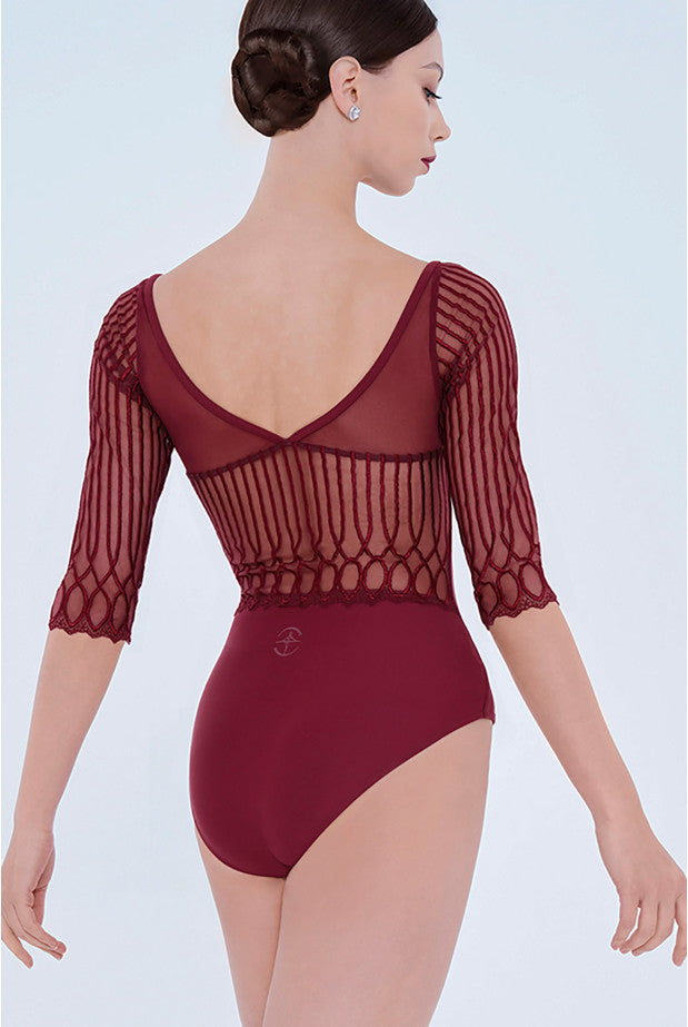 Wear Moi Nerea 3/4 Sleeve Leotard, Burgundy NER