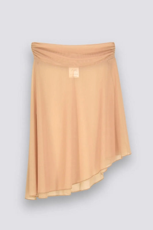AK Dancewear Keira Asymmetrical Pull-On Skirt, Nude SC2502